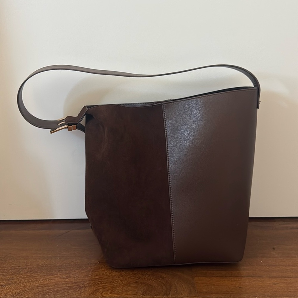 Chocolate Brown Belt Bucket Bag